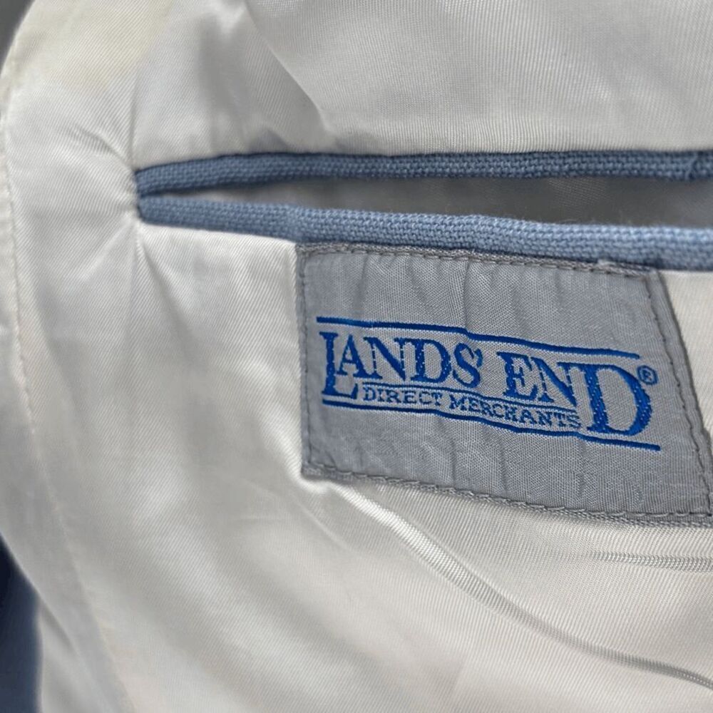Vintage Union Made Lands End 41R Blazer Sky Blue Polyester Wool Blend READ - Picture 7 of 9
